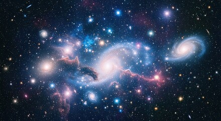 A vast expanse of space with galaxies, stars, and nebulae. The universe concept of cosmic exploration and the cosmos.