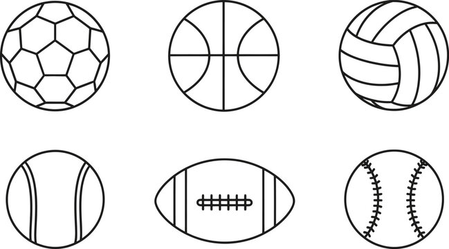 Variety of sport balls vector illustration icons representing diverse games