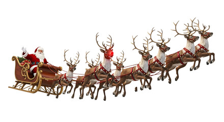 Santa Claus riding sleigh with reindeer cartoon illustration