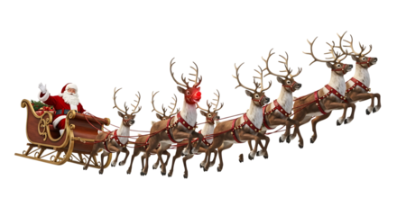 Santa Claus riding sleigh with reindeer cartoon illustration