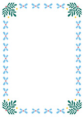 Christmas frame with a folk pattern of branch. Blank template for letters, cards, invitations, and social media.