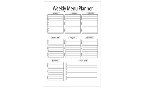 weekly meal planner template for book