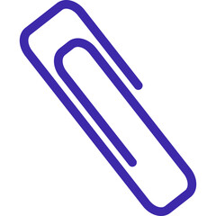 A Simple Clip Object Design on a Transparent Background With a Dark Blue Outline Representing Stationery and Office Supplies Used for Organizing Paperwork