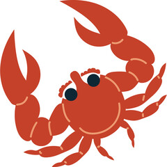 A Cute Cartoon Red Crab With Big Claws And Googly Eyes Poses Playfully Against A White Background