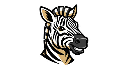 Zebra head illustration with black and white stripes.