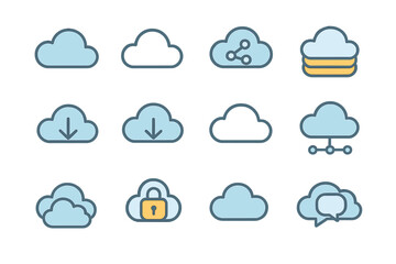 Cloud Icons Set for Cloud Computing and Internet Concepts