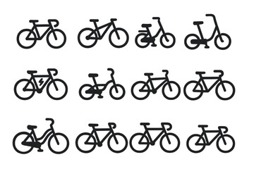 Fototapeta premium Bicycle and Scooter Silhouette Icons Set