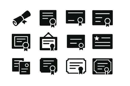Certificate and Diploma Icons Grid