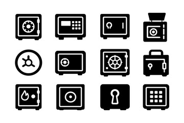 set of security safes and storage icons
