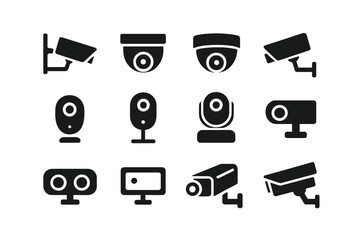 Surveillance and Security Camera Icons Set