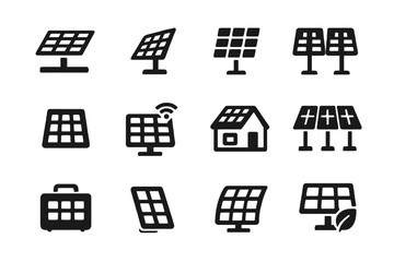 solar panel icons set for stock