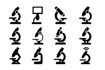 microscope icon set on white background