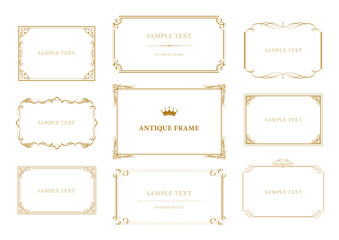 クラシックで上品な使いやすいアンティークフレームデザインセット（ラベル・メッセージ・装飾素材）