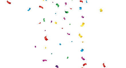 Colorful confetti streamers falling on white background for celebrations and events