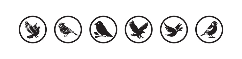 Elegant Bird Icon Collection, Minimal Black and White Vector Set, Bird Symbol Pack, vector illustration EPS 10.