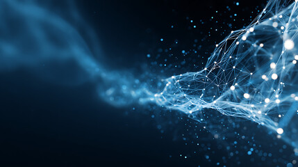 Stunning network connection visualizes modern data stream for global communication, offering a cutting-edge technology solution with interconnected nodes and data flow