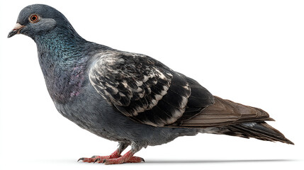 Naklejka premium Close up shot of a pigeon with iridescent neck feathers and gray and black wing markings