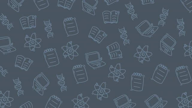 Gray background with science and education themed doodle icons. Great for presentations, websites, and educational materials for all ages. - Powered by Adobe