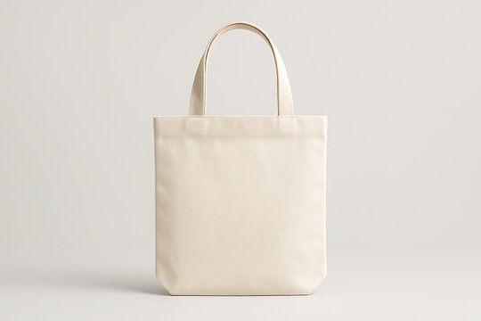 Blank White Cotton Tote Bag Neutral Canvas Shopping Bag with Handles Plain Reusable Grocery Bag for Customizable Designs on Light Background Promotion Mockup