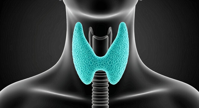 Detailed thyroid gland anatomy visualization for medical education purposes enhanced with 3D