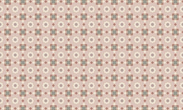 Seamless pattern design vintage style floral geometric background repeating tileable texture vector 100x100