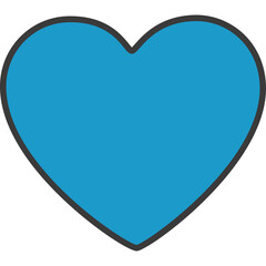 A Vibrant Blue Heart Shape Symbol With A Dark Outline On A Transparent Background Representing Love Health And Emotion