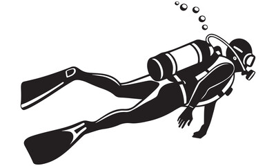  Scuba Diver Vector Silhouettes – Underwater Diving Clipart Set .