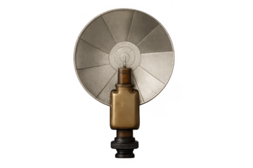 Vintage camera flash with reflector on transparent background