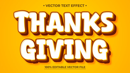 Thanksgiving Text Effect Bold Layered and Editable Vector Design on Orange Background