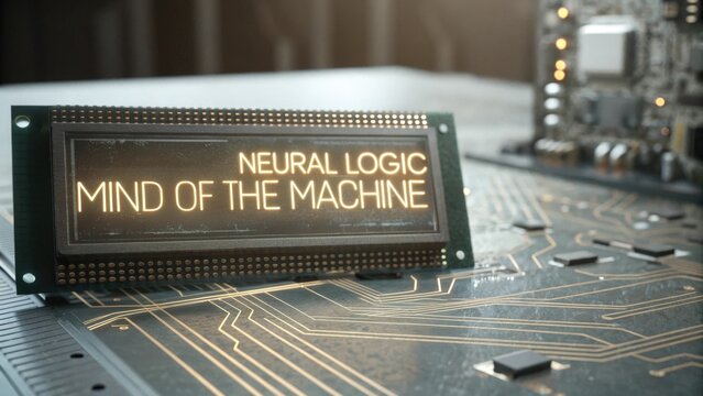 Close up of a Neural Logic circuit board in display