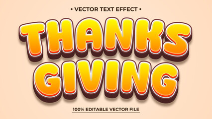 Thanksgiving Text Effect Bold Colorful Editable Vector Graphic Design