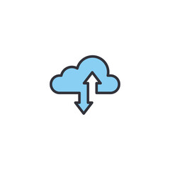 Cloud icon with code tag representing computing process happening in cloud-based environment, focusing on online server, managed application hosting, and digital transformation infrastructure service.