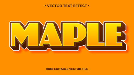 Bold Maple Text Effect with Brown Shadow and White Outline on Orange Background