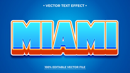 Bold Miami Text Effect with Orange Outline and Editable Vector Design