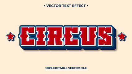 Bold Circus Text Effect with Stars Editable Vector Design on Cream Background
