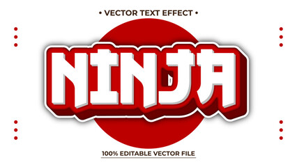 Bold Red Ninja Text Effect with White Shadow and Editable Vector File