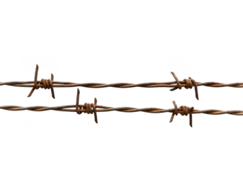 Barbed wire detail isolated on transparent background