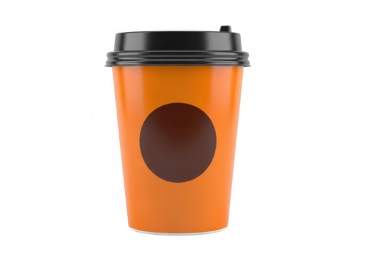 Orange coffee cup isolated on transparent background - Powered by Adobe
