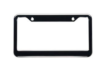 Shiny metal license plate frame isolated on transparent background
