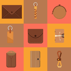 set illustration vector graphic of handicrafts made from leather
