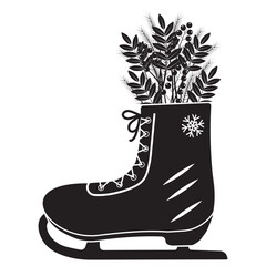 Hand drawn Christmas decoration with skates