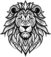 Obraz premium Bold lion head in tribal-style line art 1.