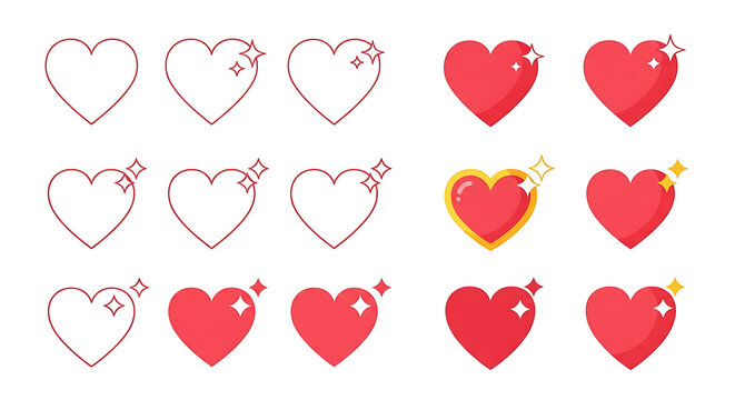 Collection of heart shapes shimmering with love and affection, symbolizing romance and connection in a playful and charming style.