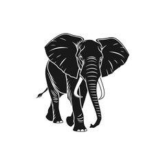 Elephant Silhouette Walking Forward Logo
