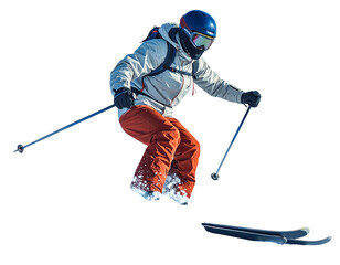 POV of Skier Descending Snowy Mountain, Dynamic Motion, Realistic 3D Render, Isolated PNG