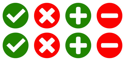 Obraz premium check cross plus minus icon set