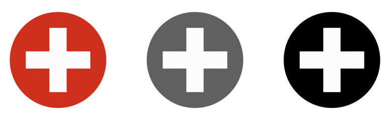 Obraz premium white cross icon on red circle background