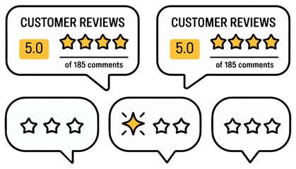 five stars rating customer feedback icon