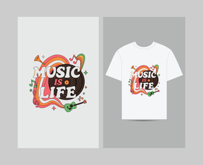 music is my life t-shirt design template