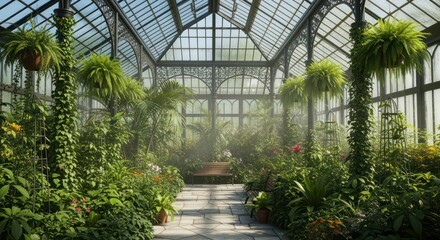 Step into serenity with this vibrant greenhouse filled with lush foliage and bright sunlight, a perfect escape for relaxation and inspiration